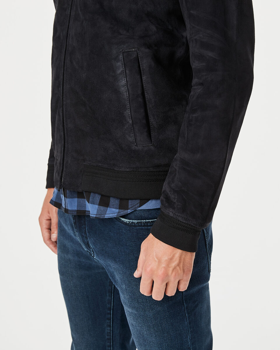 Bronte Leather Jacket, Navy, hi-res